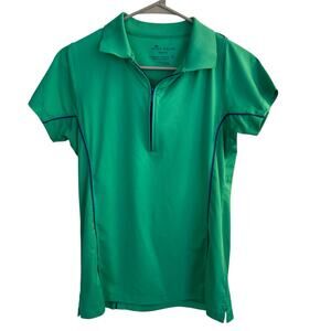 Peter Millar Polo Women's Green UPF 50+ Sun Protection Golf Wicking Zip Front